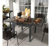 Outsunny Extending Garden Table, Outdoor Dining Table for 6, Aluminium Frame Rectangular Patio Table with Plastic Board Tabletop,80/160L x 80W x 75H cm, Grey Grey