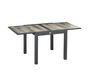 Outsunny Extending Garden Table, Outdoor Dining Table for 6, Aluminium Frame Rectangular Patio Table with Plastic Board Tabletop, Beige
