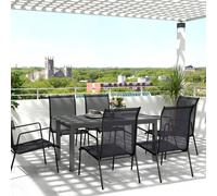 Outsunny Extending Garden Table with Slatted Top, 160/220 x 90 x 73 cm, Grey, Grey