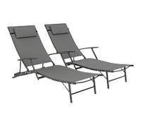 OutSunny Fabric Sun Lounger Grey 2 Pieces