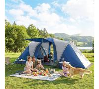 Outsunny Family Camping Tent 3000Mm Waterproof 8-12 Person In Blue Blue