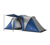 Outsunny Family Camping Tent 3000mm Waterproof Windproof Tunnel Tent 8-12 Person, Navy Blue & Light Grey
