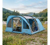 Outsunny Family Camping Tent Waterproof Tunnel Tent 4 Person Sky Blue