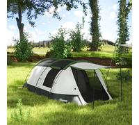 Outsunny Tunnel Tent with Bedroom, Living Room and Porch for 3-4 Man, Green