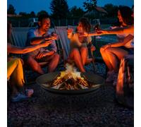 Outsunny Fire Pit, Portable Firepit with Poker, Black - Metal - Fire Pit - Black