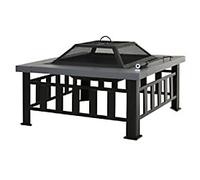Outsunny Fire Pit with Rain Cover Black