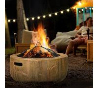 OUTSUNNY Fire Pit with Spark Screen & Poker, 61.5 Wood-burning Brazier in Light Brown Outsunny Light Brown
