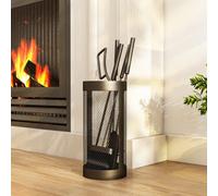 Outsunny 5-Piece Fireplace Companion Set, Metal Fireplace Tools Set