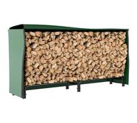 Outsunny Firewood Rack with Waterproof Cover, Heavy Duty Metal Log Store Indoors, Log Storage Holder for Outdoor Indoor Fireplace, 200 x 36 x 99 cm, Dark Green Green