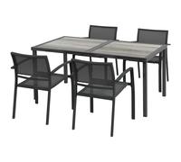 Outsunny Five-Piece Casual Outdoor Dining Set, with Wood-Effect Table - Grey