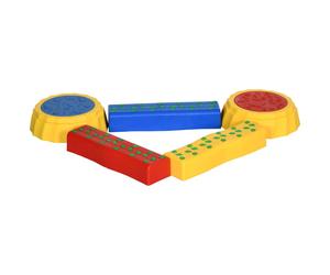 Outsunny Five-Piece Kids Balance Bridge & Stepping Stones With Non-Slip Surface In Yellow Yellow