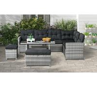 Outsunny Five-Piece Rattan-Effect Patio Furniture Set with Corner Sofa