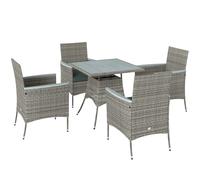 Outsunny Five-Piece Rattan Set, with Wood-Top Table - Grey