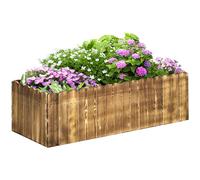 Outsunny Flower Bed Garden Container Box Planter Display Wood In Natural Natural