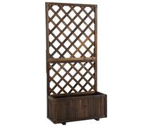 Outsunny Flower Planter Stand Trellis Shelf Garden Wood Steel Pergola Carbonised 72.5L X 31.5W X 149.5H
