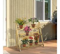 Outsunny Flower Stand Plant Display Rack 3-Tier Foldable Wood Garden Patio