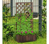 Outsunny Flower Stand Plant Shelf Outdoor Pine Trough Planter Climbing Plants - Brown, Brown