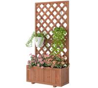 Outsunny Flower Stand Plant Shelf Outdoor Pine W/ Trough Planter In Orange Orange