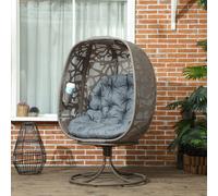 Outsunny Foldable Egg Chair with Cushions, Indoor Outdoor Swivel Lounger, Grey, Grey