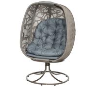 Outsunny Foldable Egg Chair with Cushions, Indoor Outdoor Swivel Lounger, Grey, Grey