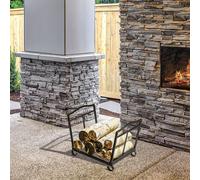 OUTSUNNY Foldable Firewood Log Holder Wood Storage Rack Outdoor Indoor in Black Outsunny Black