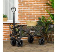 Outsunny Foldable Garden Cart, Outdoor Utility Wagon With Carry Bag In Green Green