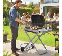 Outsunny Foldable Gas BBQ Barbecue Grill with Side Table, 2.5 kW, Black