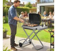 Outsunny Foldable Gas Bbq Barbecue Grill With Side Table, 2.5 Kw, Black