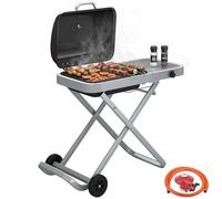 Outsunny Foldable Gas BBQ Grill with Side Table Thermometer 2.5 kW Black