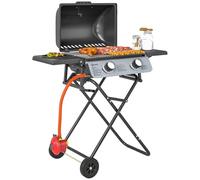 Outsunny Foldable Gas BBQ with Side Tables, 2 Burner, Wheels, 5.6KW, Black