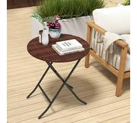 Outsunny Foldable Outdoor Coffee Table, Metal Frame Rattan Side Table, Brown - Brown - Steel, PE Rattan - 60cm x 60cm x 70cm