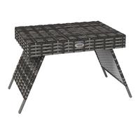 Outsunny Foldable Outdoor Coffee Table, Metal Frame Rattan Side Table, Grey