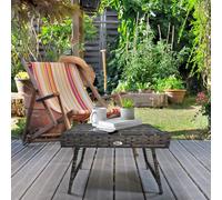 Outsunny Foldable Outdoor Coffee Table, Steel Frame Rattan Side Table, Grey