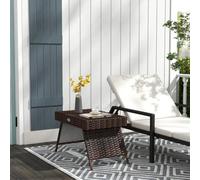 Outsunny Foldable Outdoor Coffee Table, Steel Frame Rattan Side Table, Brown, Brown