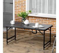 Outsunny Foldable Outdoor Dining Table For 4, Height Adjustable Steel Legs In Dark Grey Dark Grey