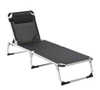 Outsunny Folding Outdoor Reclining Sun Lounger - Black, Black