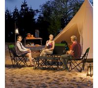 Outsunny 4 Piece Foldable Camping Table and Chairs Set, Olive Green