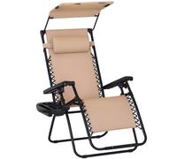 Alfresco Zero Gravity Sun Lounger with Canopy, Beige