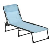 Outsunny Foldable Sun Lounger, Outdoor 4 Level Adjustable Backrest Reclining Chaise Chair, Steel Frame Recliner Chair for Camping, Hiking, Black Blue