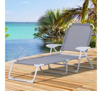 Outsunny Foldable Sun Lounger, Outdoor 4 Level Adjustable Backrest Reclining Lounge Chair with Armrests for Patio, Garden