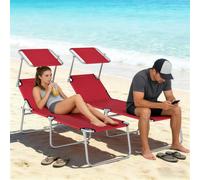 Outsunny Foldable Sun Lounger Set of 2, 4 Level Adjustable Backrest - 187 x 58 x 36 cm - 2 - Oxford fabric, metal