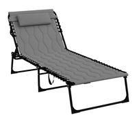 Foldable Sun Lounger with Reclining Back and Padded Seat, Black Outsunny Black One Size