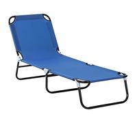 Outsunny Foldable Sun Lounger with 5-Position Adjustable Backrest, Outdoor Portable Recliner Chaise Lounge Chair with Breathable Mesh Fabric, Blue