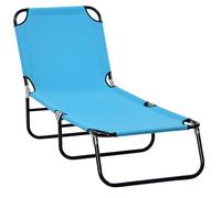 Outsunny Reclining Lawn Chaise Lounge Folding Chair Adjustable Backrest, Blue