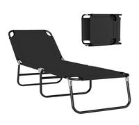 Outsunny Portable Folding Sun Lounger w/ 4-position Adjustable Backrest - Black, Black