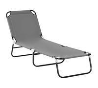 Outsunny Folding Lounge Chair Outdoor Chaise Lounge For Bench Patio Grey