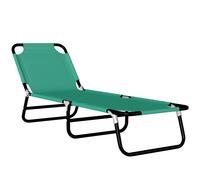 Outsunny Foldable Sun Lounger with 5-Position Adjustable Backrest, Outdoor Portable Recliner Chaise Lounge Chair, Green