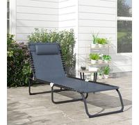 OUTSUNNY Folding Beach Chair Chaise Lounge 4 Adjustable Positions in Grey Outsunny Grey