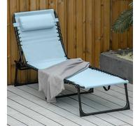 OUTSUNNY Folding Beach Chair Chaise Lounge 4 Adjustable Positions in Baby Blue Outsunny Baby Blue