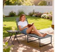 Outsunny Beach Chaise Lounge, 4 Positions - Light Grey, Grey